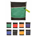 Drawstring Bag w/ Black Strap & Front Zipper